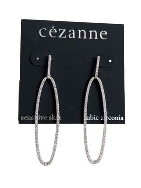 💥 NWT Cezanne Oval Hoop Drop Earrings - Cubic Zirconia